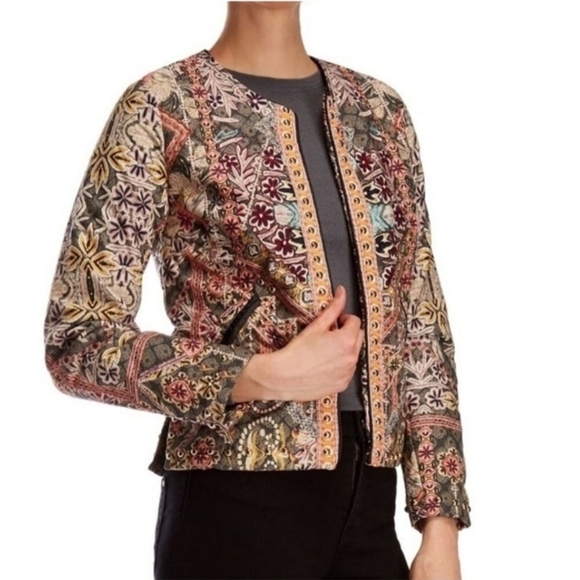 Catherines Boho Embroidered Studded Jacket XS Floral - Picture 1 of 14